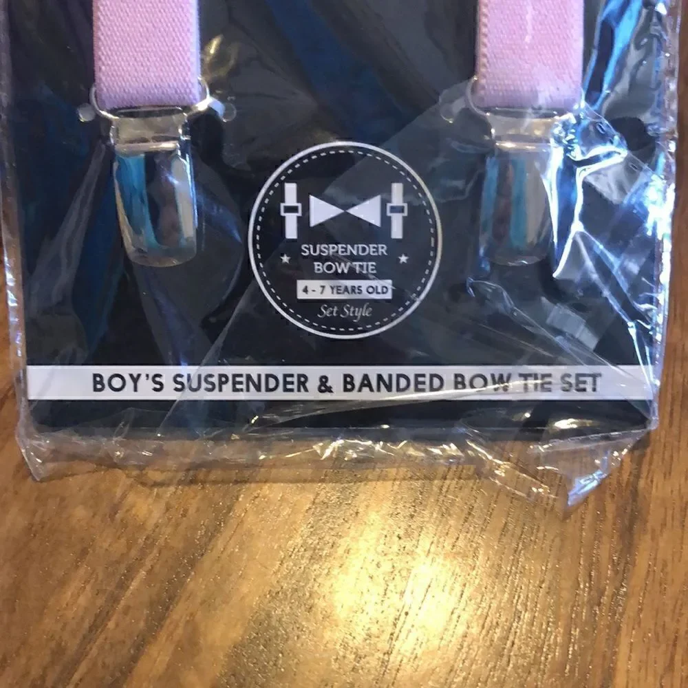 Kids Umo Lorenzo Suspender And Bow Tie Set-Pink
